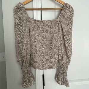 Buddy Love Cassie Blouse Neutral Smocked Top Size Small